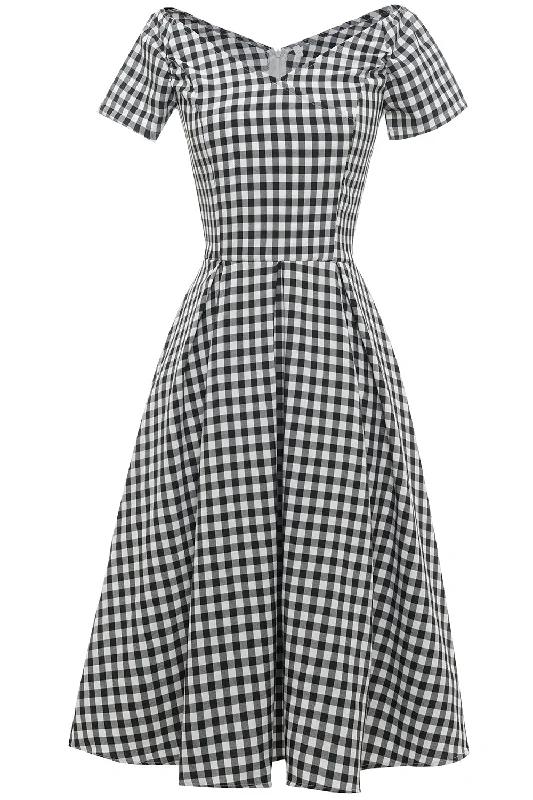 Black and White Plaid Vintage 1950s Dress