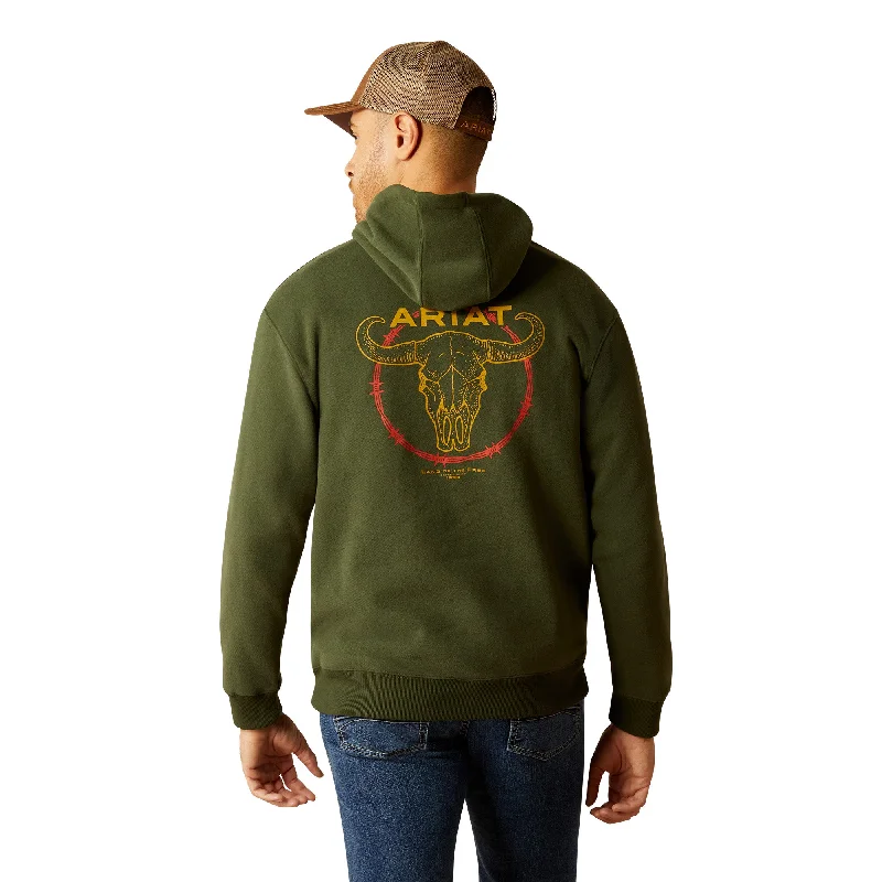 Ariat Men's Barbwire Skull Dark Green Hoodie 10052461