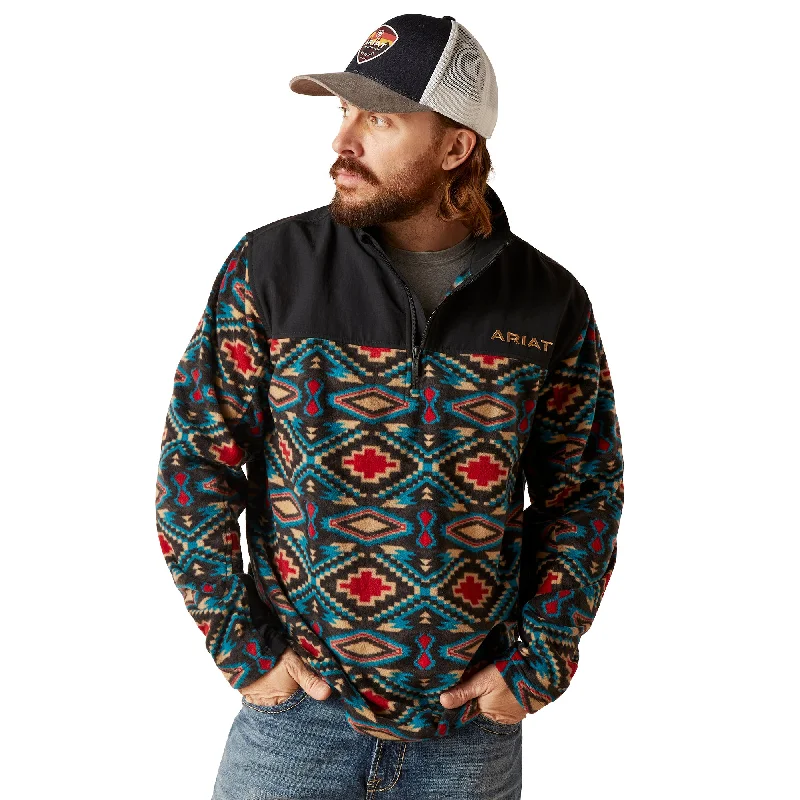 Ariat Men's Basis 2.0 1/4 Zip Biscay Bay Aztec Pattern Sweatshirt 10046141