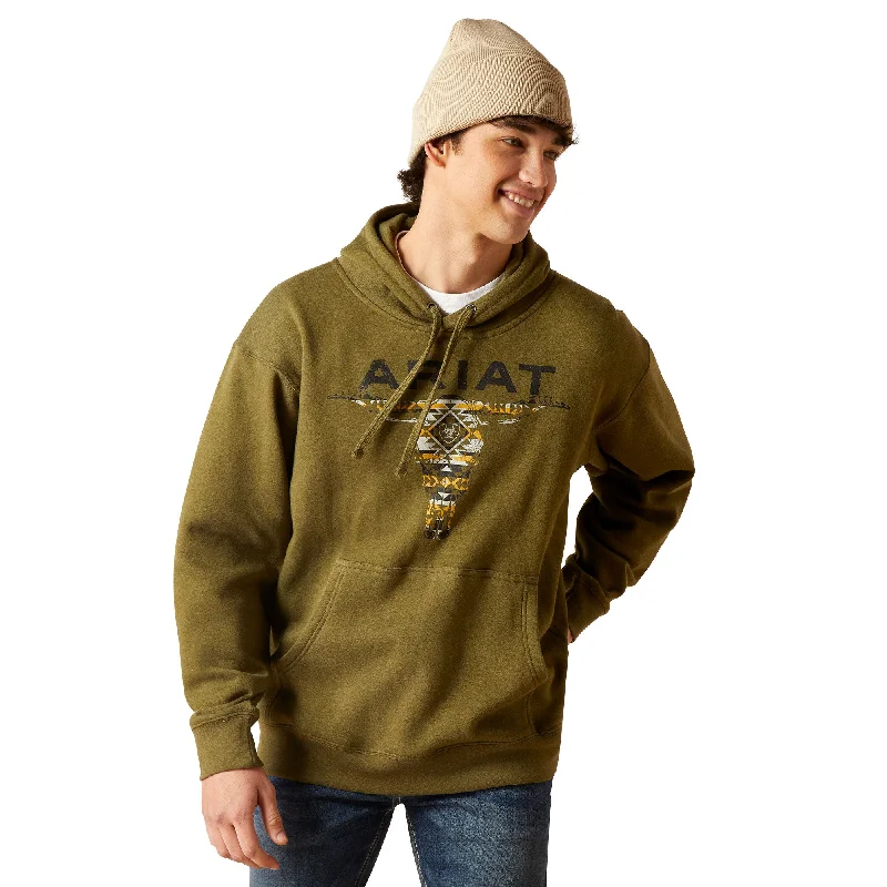 Ariat Men's Blanket Skull Peeze Green Heather Hoodie 10046622