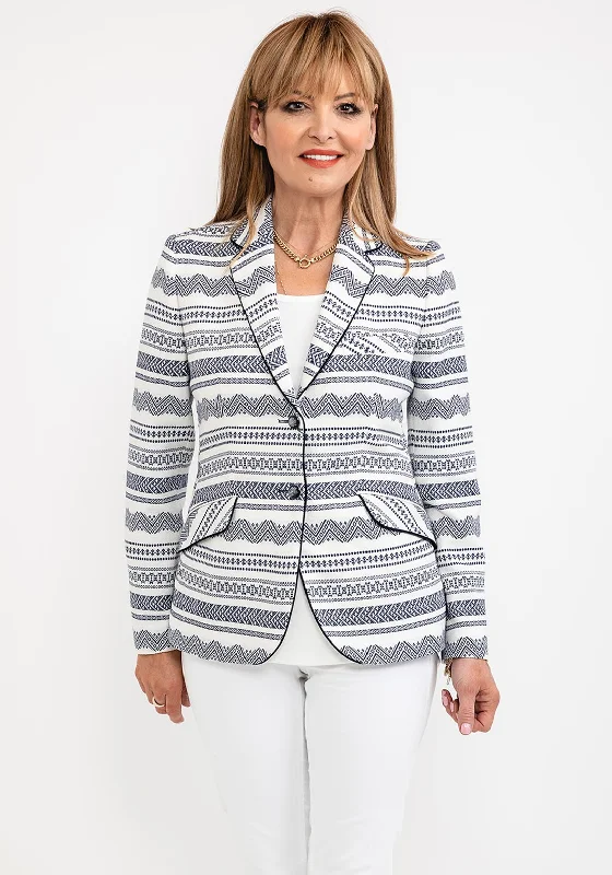 Bariloche Costa Patterned Blazer, Navy & Off White