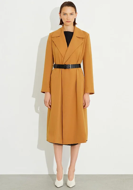 Birelin Belted Open Long Jacket, Tobacco