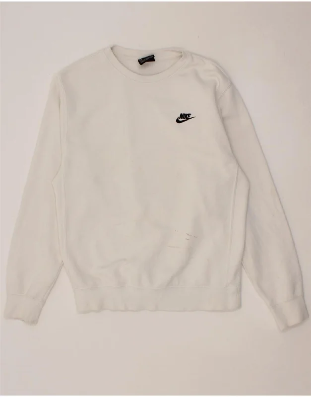 NIKE Mens Sweatshirt Jumper Small White Cotton