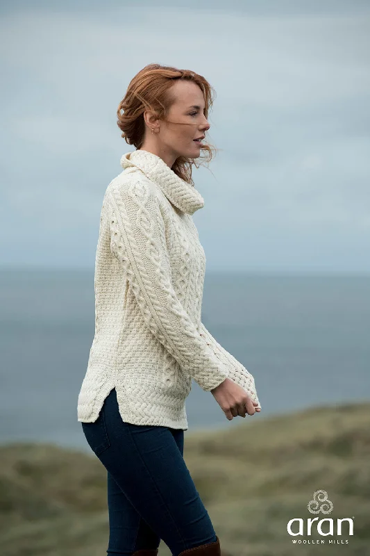 Ladies Merino Wool Roll Neck Sweater by Aran Mills - 2 Colours